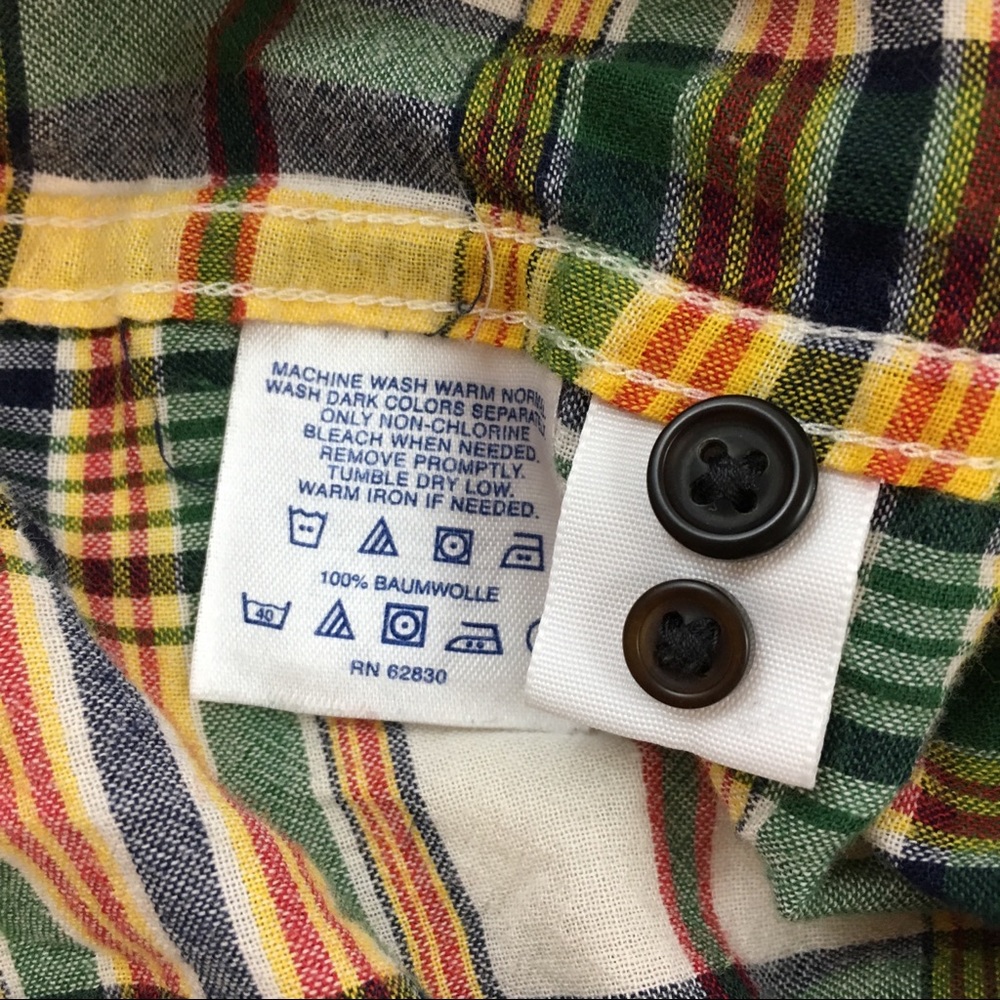 ✨5 FOR $25✨ Lands End Yellow Green Plaid Button Down Shirt - Picture 6 of 6